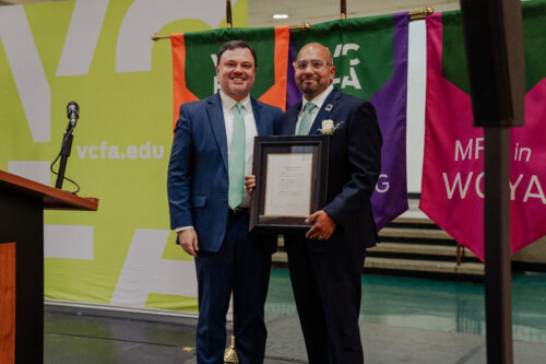 Trustee Chebon Marshall installs Andrew Ramsammy as the third VCFA President