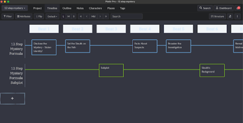 A screengrab of Plottr, an author tool designed to help writers plot their novels.
