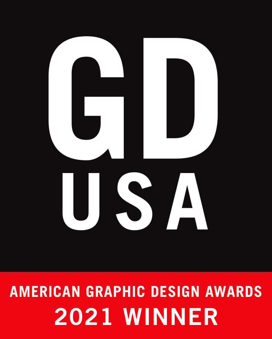 black box with red bottom bar and white text announcing GDUSA 2021 winners